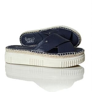 Summer FRANCO SARTO Navy Blue Platform Sandals Slip On  7.5